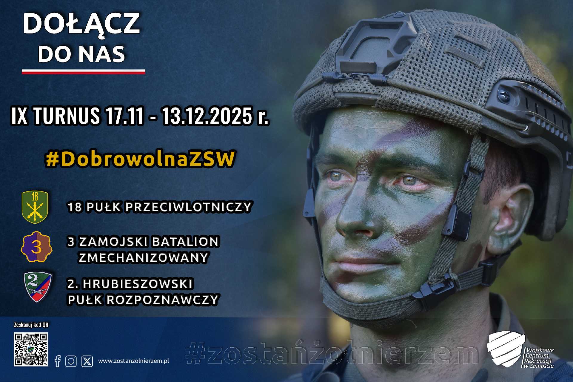 Wolne miejsca na szkolenie podstawowe!
Dołącz doVIII turnusu dobrowolnej zasadniczej służby wojskowej