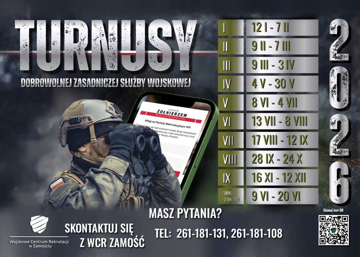 WOLNE MIEJSCA NA SZKOLENIE PODSTAWOWE!
DOŁĄCZ DO IV TURNUSU DOBROWOLNEJ ZASADNICZEJ SŁUŻBY WOJSKOWEJ
